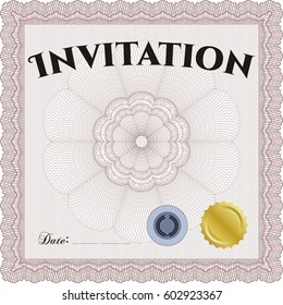 Ilustración vectorial de la plantilla de invitación formal en color rosa
