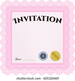 Vector Illustration of Formal invitation template in pink color
