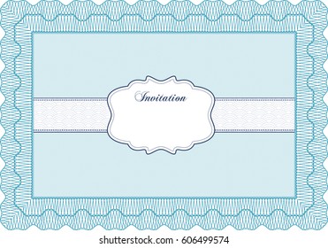 Vector Illustration of Formal invitation template. With guilloche pattern. Beauty design. Vector illustration.
