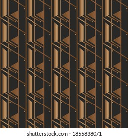 Vector illustration of formal striped polygon seamless pattern. Geometric tile background concept for luxury men's surface print and web design, background, fabric.