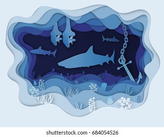 Vector illustration of a formidable shark on the hunt