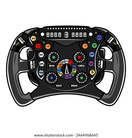 Vector illustration of Formula 1 racing car driver's steering wheel