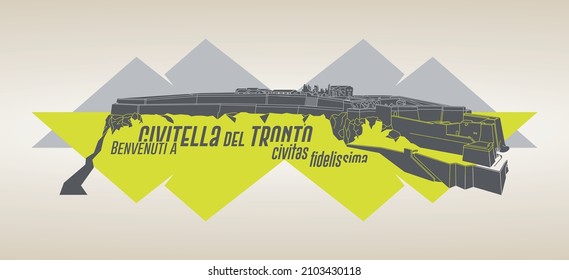 Vector illustration of the fortress of Civitella del Tronto - Abruzzo - Italy