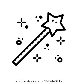 Vector illustration of a fortune teller icon. magic wand on a white background. pixel perfect at 64x64 pixels. outline style