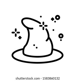 Vector illustration of a fortune teller icon. witch's hat on a white background. pixel perfect at 64x64 pixels. outline style