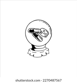 vector illustration of fortune teller objects and medicine pills