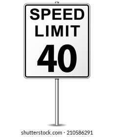Vector illustration of forty speed limit signpost