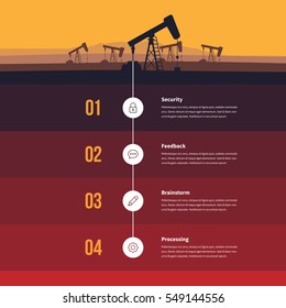 Vector illustration of fossil fuel energy infographic design element.