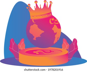 Vector illustration fot web banner or landing page. Earth globe with coins. World reserve currencies concept. Flat style vector illustration clipart.