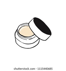 Crema Vector Illustration Foundation. Fabricar producto cosmético para pancarta, afiche. Fondo de base líquido con tubo de crema. Ilustración del vector