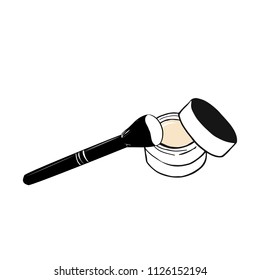 Vector Illustration Foundation cream with makeup brush. Make up cosmetic product for banner, poster. Liquid foundation background with cream tube. Vector illustration