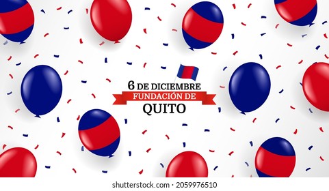 Ilustración vectorial de la Fundación de Quito.  Fondo con globos 
