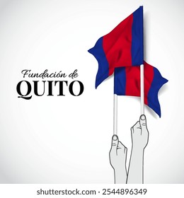 Vector Illustration of Foundation of Quito. Background with flag.
