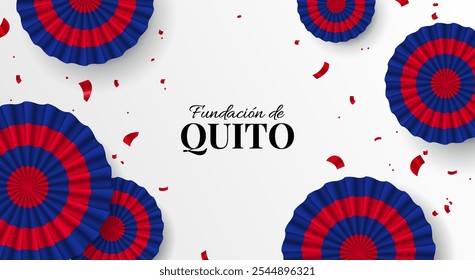 Ilustración vectorial de Fundación de Quito. Anuncio de celebración. Escarapela.
