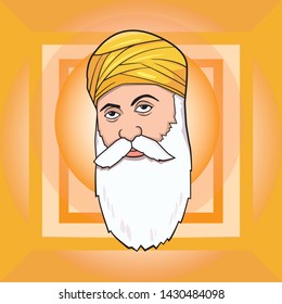 Vector illustration of founder of Sikhism Guru Nanak.