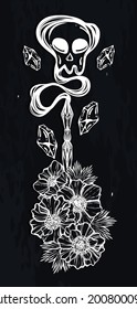 Vector illustration. Fountain pen hand, write in ink. Handmade, background chalkboard, stickers