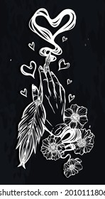 Vector illustration. Fountain pen hand, write in ink. background chalkboard, handmade