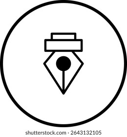 Ilustração vetorial de uma ponta de caneta-tinteiro dentro de um círculo para uso de design