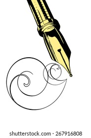 vector illustration fountain pen on a white background