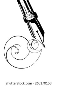 vector illustration fountain pen on a white background