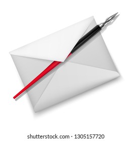 Vector illustration, of fountain pen and white envelope. Realistic style illustrated