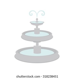 Vector Illustration Fountain With Water Splash. City Element. Grey Fountain Icon