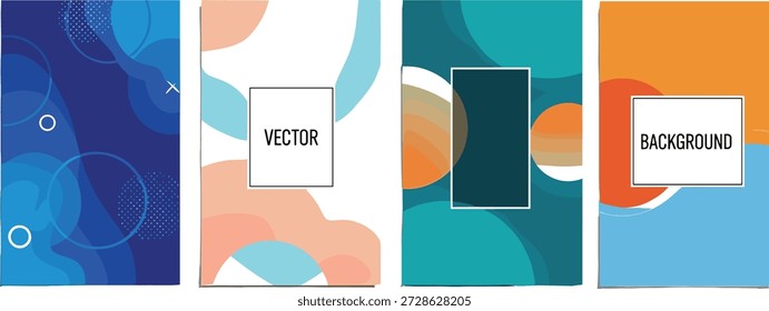 Ilustración vectorial de cuatro Plantillas de diseño abstracto con Formas coloridas, Gradientes y composiciones modernas