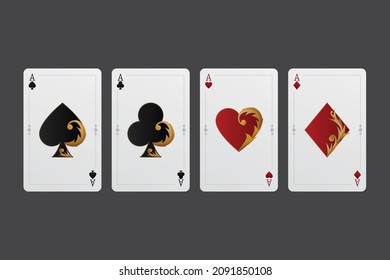 Vector illustration of a four aces with luxury design, gambling, casino, playing cards