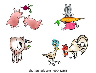 Vector illustration of a four animals set