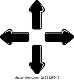 vector illustration of four arrows indicating up, down, right and left direction sense
