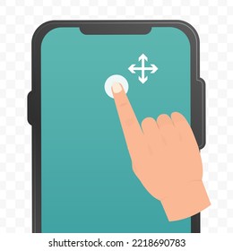 Vector illustration of four arrows smartphone tap icon sign and symbol. Simple design on transparent background (PNG).
