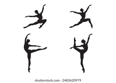 Vector Illustration of Four Ballet Dancers in different Poses