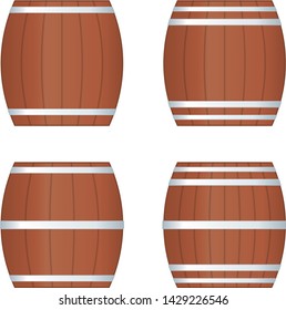 Vector illustration. Four barrel icons in clean style. Wine culture.