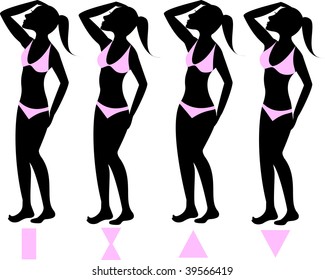 Stages Weight Loss Woman Vector Illustration Stock Vector Royalty Free Shutterstock