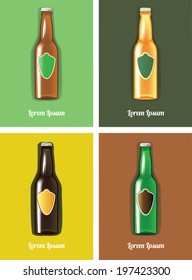 vector illustration of four beer bottles with blank labels