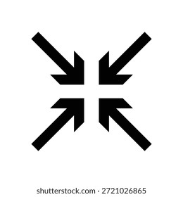 Vector illustration of four black arrows converging towards the center, representing collapse, minimize, or exit full screen functionality.
