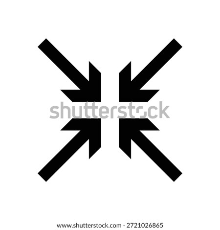 Vector illustration of four black arrows converging towards the center, representing collapse, minimize, or exit full screen functionality.
