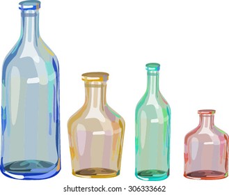 The vector illustration of four bottles