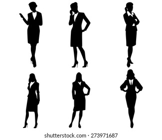Vector illustration of a four businesswoman silhouettes