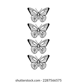 vector illustration of four butterflies