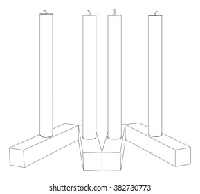 Vector illustration of four candles in a wooden candle holder