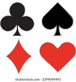 Vector illustration of the four card suits Symbols – Clubs, Spades, Diamonds and Hearts Illustration
