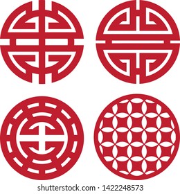 Vector illustration. Four chinese coaster for laser cutting or ploter.