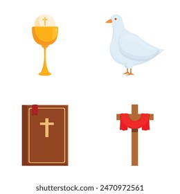 Vector illustration of four christian religious symbols