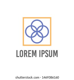 vector illustration four circles inside a square abstract icon logo design