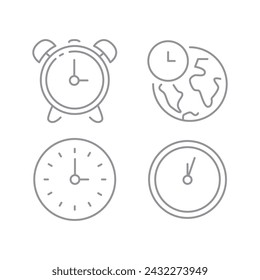 Ilustración vectorial. Cuatro iconos de reloj. Icono gris sobre fondo blanco aislado. Perfecto para tu idea creativa.