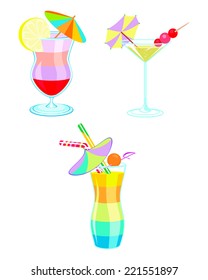 Vector illustration of a four cocktails set