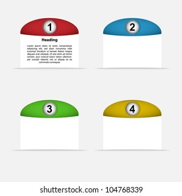 Vector illustration of four color card with place for customer description. Sample text and background are in separated layers