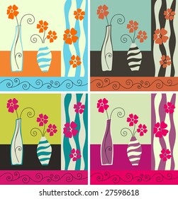 Vector illustration. Four color versions of the still-life.