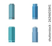Vector illustration of four contemporary skyscrapers, perfect for urban design elements